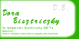dora bisztriczky business card